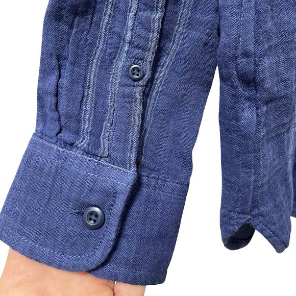 LL Bean Womens Cloud Gauze Cotton Button Up Shirt Size L Blue Coastal Beachy NWT - Picture 3 of 6